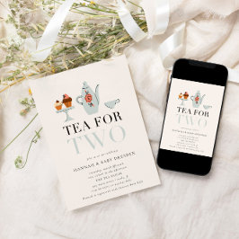 Thee voor twee | Blue Tea Party Baby shower Kaart