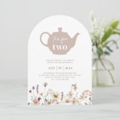 Thee voor twee Boog Bloemen Verjaardag uitnodiging (Staand voorkant)