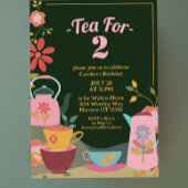 Thee voor twee grillige bloemen tweede verjaardag kaart