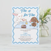 Thee voor twee jaar oude Animal Tea Party 2e verja Kaart (Staand voorkant)