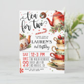 Thee voor twee kerst 2e verjaardag uitnodiging (Staand voorkant)