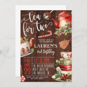 Thee voor twee kerst 2e verjaardag uitnodiging (Voorkant / Achterkant)