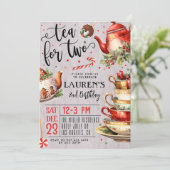Thee voor twee kerst 2e verjaardag uitnodiging (Staand voorkant)