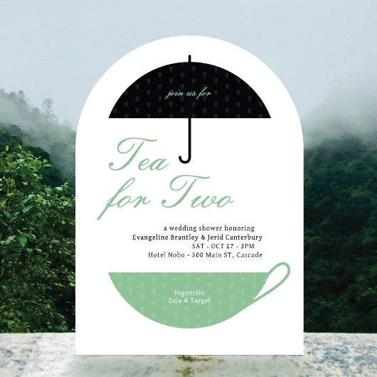 Thee voor twee klassieke bruiloft thee douche uitn kaart