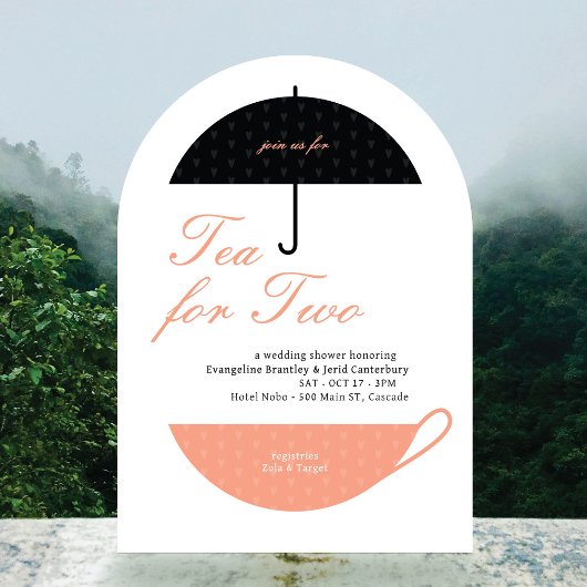 Thee voor twee klassieke bruiloft thee douche uitn kaart