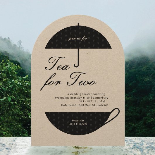 Thee voor twee klassieke bruiloft thee douche uitn kaart