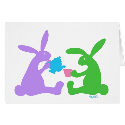 Thee voor Twee - Konijnen Verjaardag Kaart (Voorkant Horizontaal)