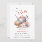 Thee voor twee | Leuke Tea Party Meisjes 2e Verjaa Kaart (Voorkant)