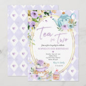 Thee voor twee Lila en goudbloemen Kaart (Voorkant / Achterkant)