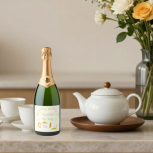 Thee voor Twee Meisje 2e Verjaardag Drink Label Sparkling Wijnetiket