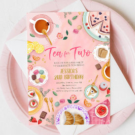 Thee voor twee partij meisje roze goud tweede verj kaart