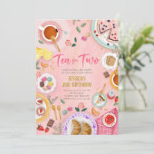 Thee voor twee partij meisje roze goud tweede verj kaart (Staand voorkant)