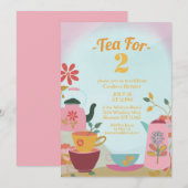 Thee voor Twee Roze Bloemen Verjaardag Kaart (Voorkant / Achterkant)