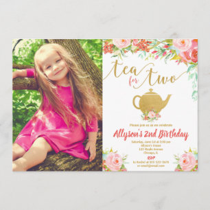 Thee voor twee roze roze roze gouden 2-jarige verj kaart