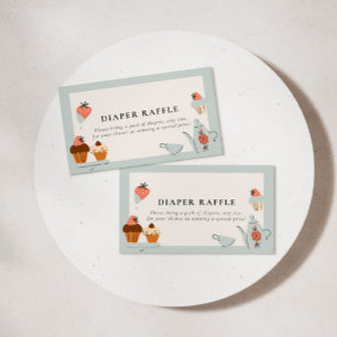 Thee voor twee   Tea Party Baby shower Luier Raffl Informatiekaartje