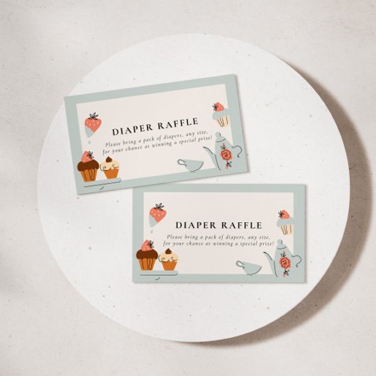 Thee voor twee | Tea Party Baby shower Luier Raffl Informatiekaartje