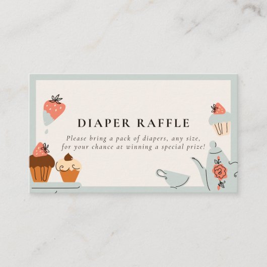 Thee voor twee | Tea Party Baby shower Luier Raffl Informatiekaartje (Voorkant)