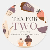 Thee voor twee | Tea Party Baby shower Ronde Sticker (Voorkant)