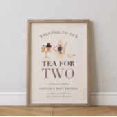 Thee voor twee | Tea Party Paarse Baby shower Poster