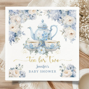 Thee voor Twee Thee Baby Shower Jongen Goud Blauw  Servet