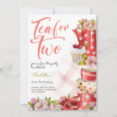 Thee voor twee, thee bloemige verjaardag kaart (Voorkant)