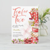 Thee voor twee, thee bloemige verjaardag kaart (Staand voorkant)