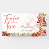 Thee voor twee, thee bloemige verjaardag spandoek (Horizontaal)