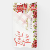 Thee voor twee, thee bloemige verjaardag spandoek (Verticaal)