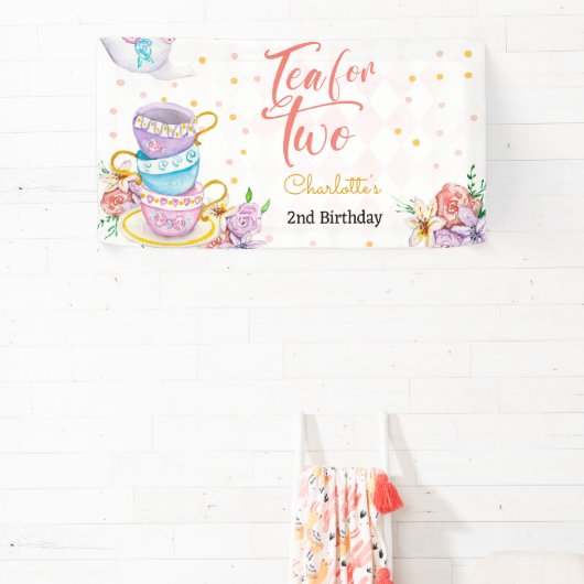 Thee voor twee, thee verjaardag spandoek (Insitu)