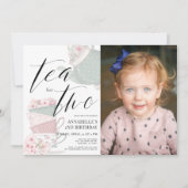 Thee voor twee theefeesten 2e verjaardag foto kaart (Voorkant)