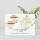 Thee voor twee theefeesten 2e verjaardag kaart (Staand voorkant)