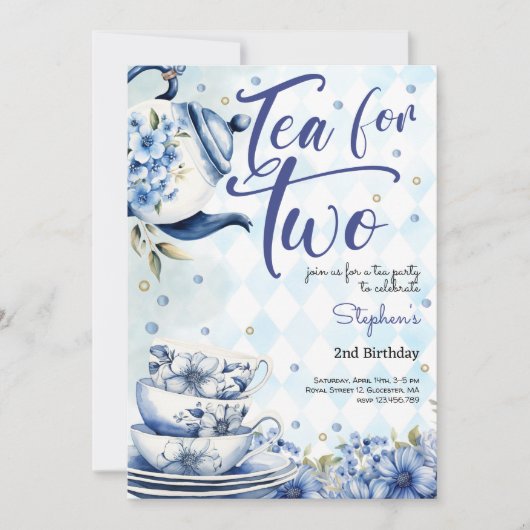 Thee voor twee, tweede verjaardag voor kinderen kaart (Voorkant)