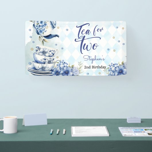 Thee voor twee, tweede verjaardag voor kinderen spandoek (Beurs)