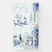 Thee voor twee, tweede verjaardag voor kinderen spandoek (Verticaal)