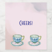 Thee voor twee tweeling Baby shower Wijn Etiket (Enkel label)