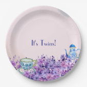 Thee voor twee tweelingen Baby shower Papieren Bordje (Voorkant)