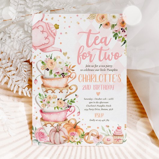 thee voor twee vogeldagen pompoenherfst Floral par Kaart