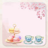 Thee voor Twin Twin Baby shower Kartonnen Onderzetters (Voorkant)