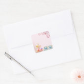 Thee voor Twin Twin Baby shower Vierkante Sticker (Envelop)