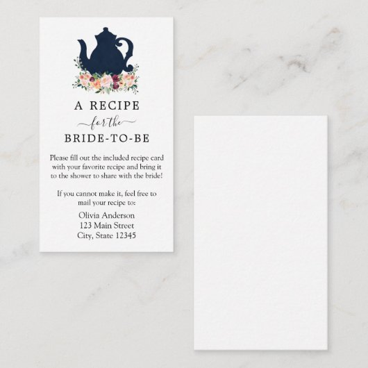 Thee Vrijgezellenfeest Recept Aanvraag Behuizing K Informatiekaartje (Voorkant / Achterkant)