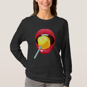 Thee Vrouw Candy Mond Zoete Set Vrouw Rood Lipstic T-shirt
