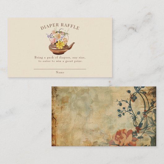  thee | Waterverf Bloemenluier Raffle Informatiekaartje (Voorkant / Achterkant)