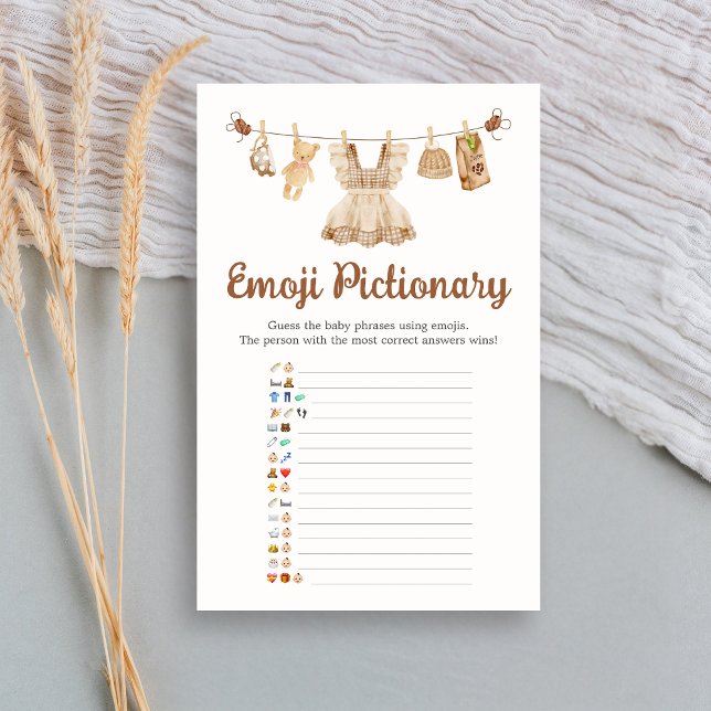 Theebaby Borrel Emoji Pictionary Spel (Coffee Little Bean Clothesline Baby Shower Emoji Pictionary Game)