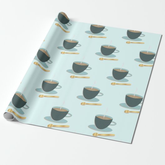 theebeker en saucer-omslagpapier cadeaupapier (Uitgerold)
