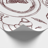 theebeker, gebak, croissant, , hand cadeaupapier (Hoek)