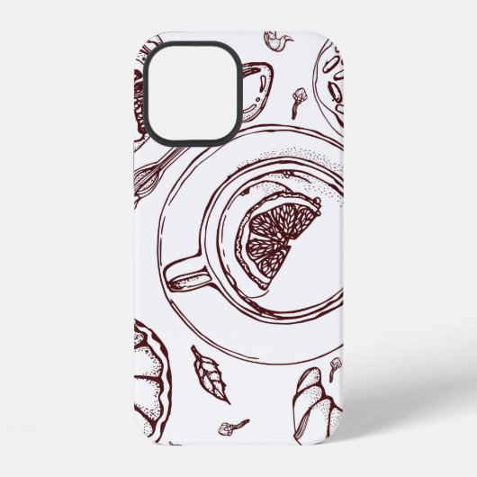 theebeker, gebak, croissant, , hand iPhone hoesje (Achterkant)