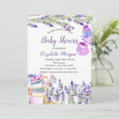 Theebeker Lavander Vlinder Glitter Baby shower Kaart (Staand voorkant)