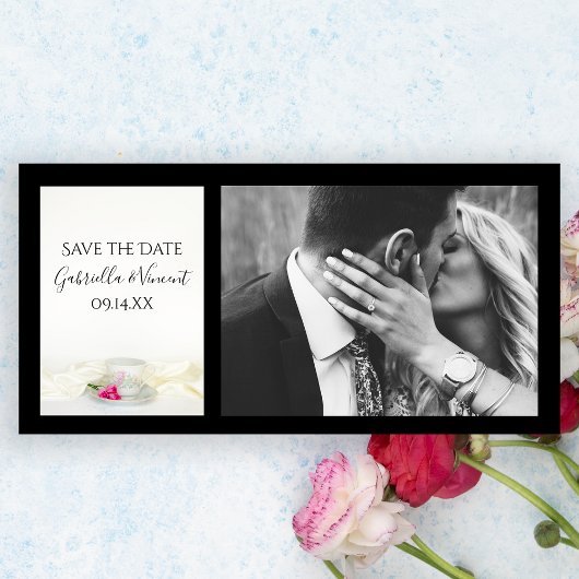 Theebeker met Roze Rozen Bruiloft Save the Date