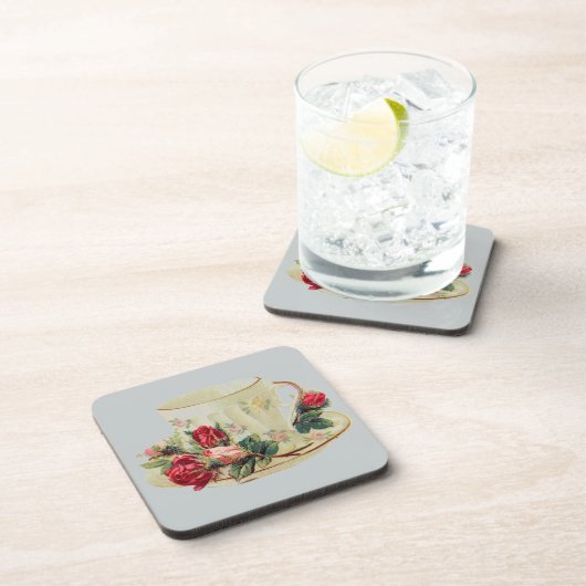  theebeker met Rozen Bier Onderzetter (Rechterzijde)