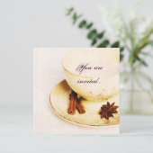 theebeker met specerijen - theefeestje uitnodigen kaart (Staand voorkant)